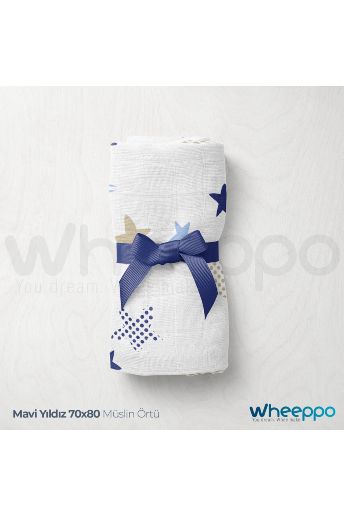 Wheeppo Mavi Yıldız Bebek Battaniyesi