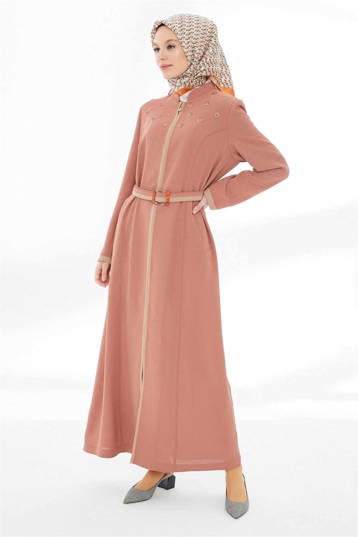 Zühre Kadın Pembe Pul Payet Detaylı Pardesü 12420