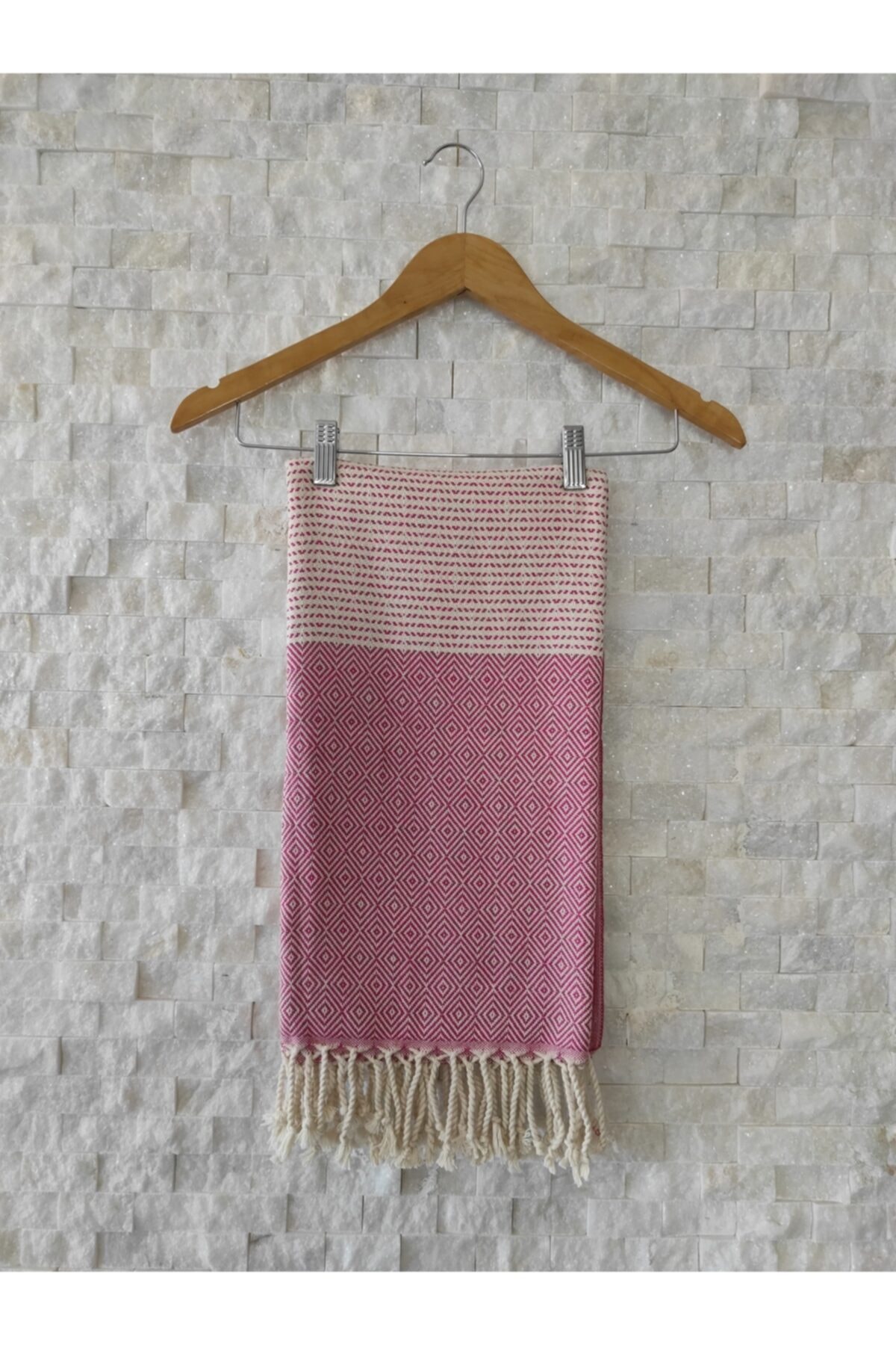 Aymel Peştemal, Plaj Havlusu, Banyo Havlusu, %100 Pamuk, 90x180cm, Pembe Krem Örme