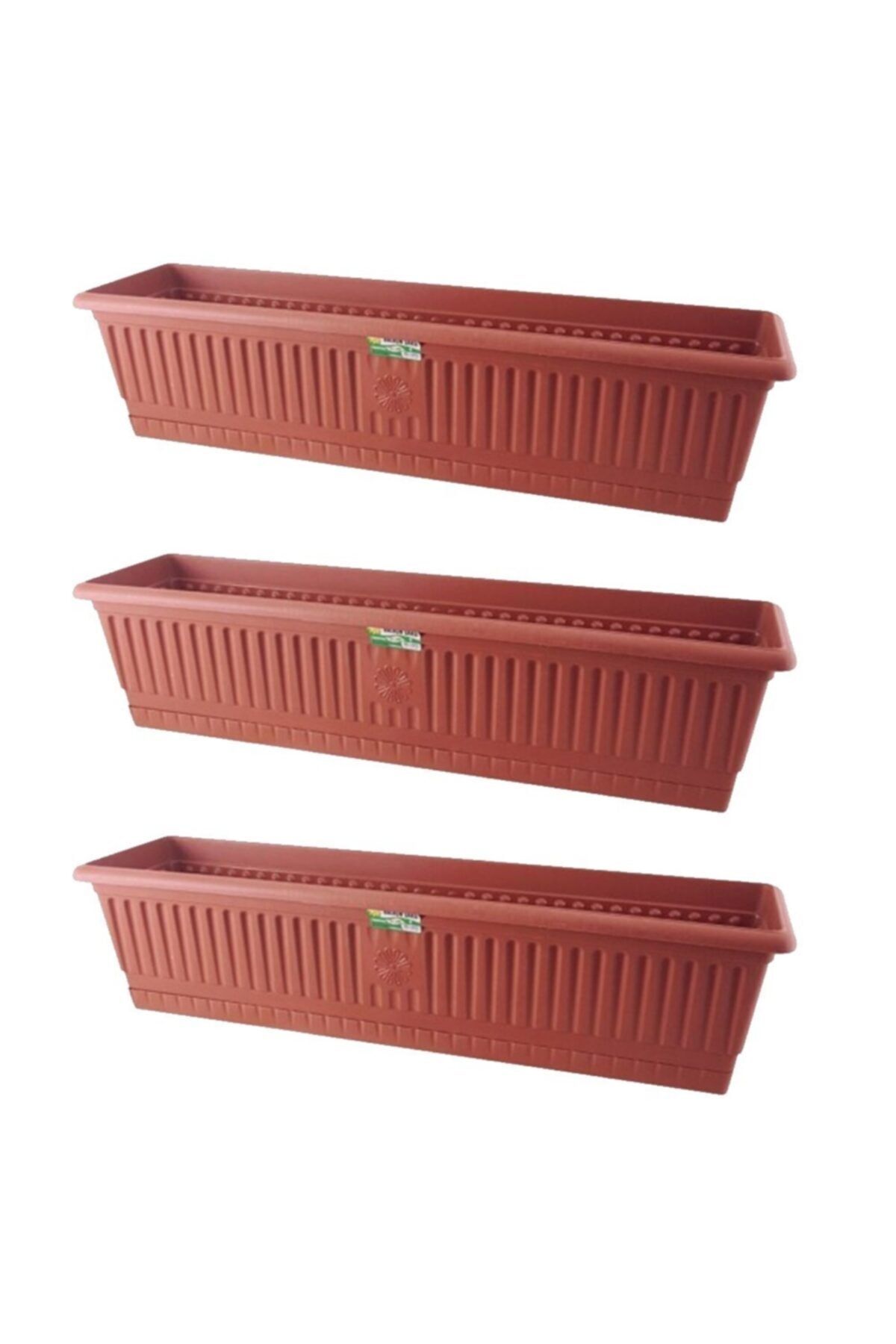 bimbambom Bahçe Balkon Saksı (13 Lt) 70 Cm, 3 Adet Uzun Balkon Saksı, Hak Saksı
