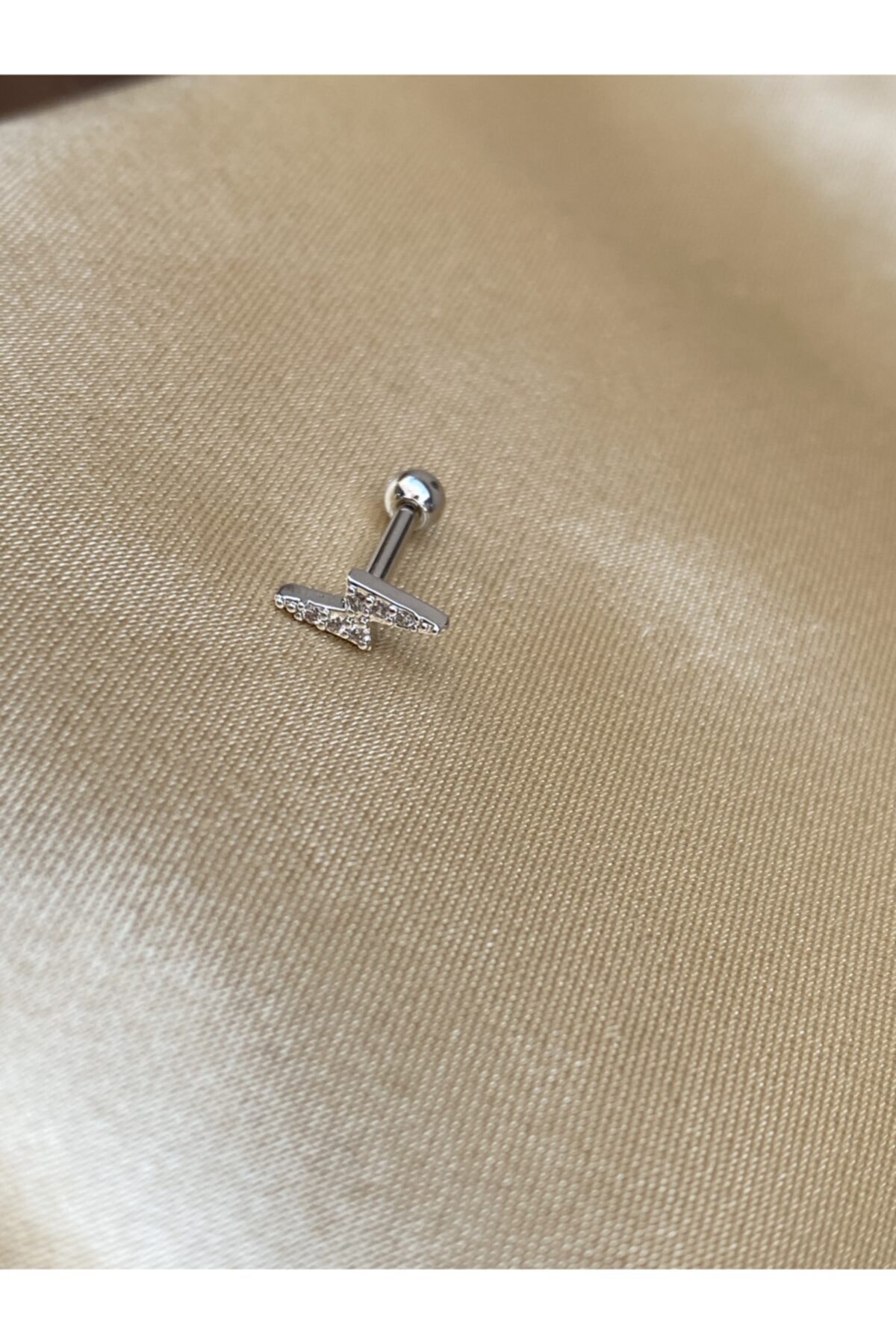 TAKIKRALI Minimal Şimşek Figürlü Silver Tragus Kıkırdak Helix Piercing