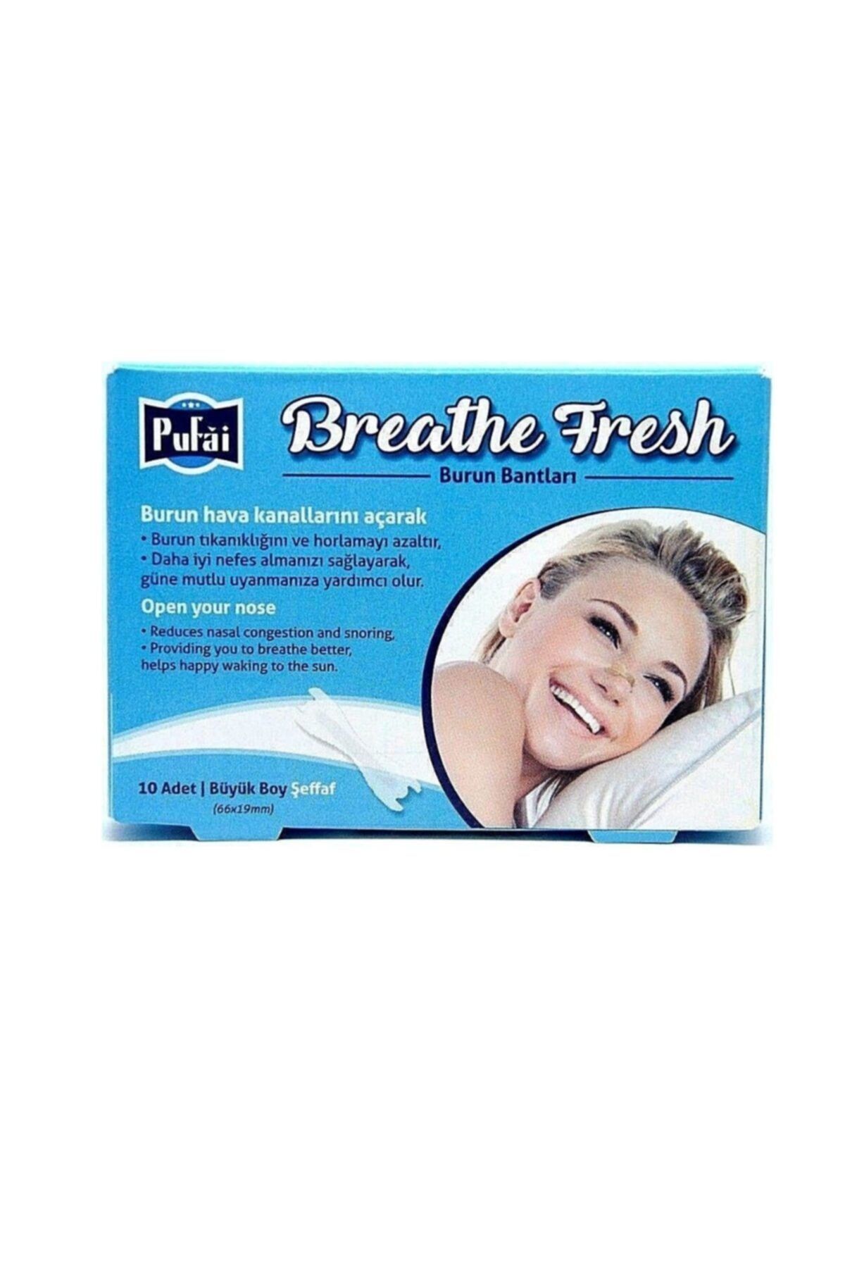 Pufai Breathe Fresh Burun Bandı Şeffaf Büyük Boy 66 X 19 Mm Horlamaya Son 10 Adet 1 Kutu