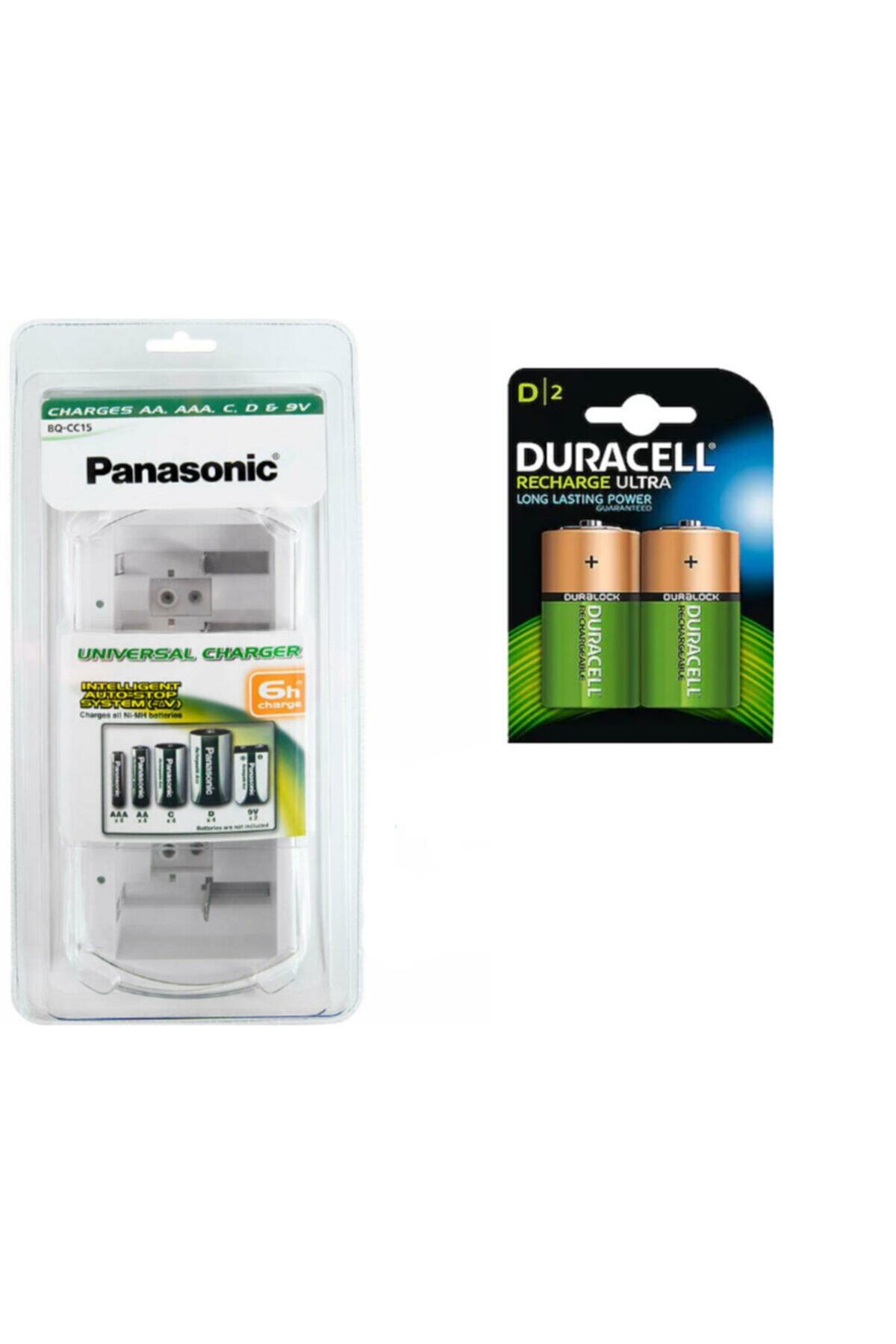 PANASONIC Aaa-aa-c-d-9 Volt Şarjlı Pil Şarj Cihazı - 2 Adet Duracell D Büyük Boy 2200 Mah Şarjlı Pil