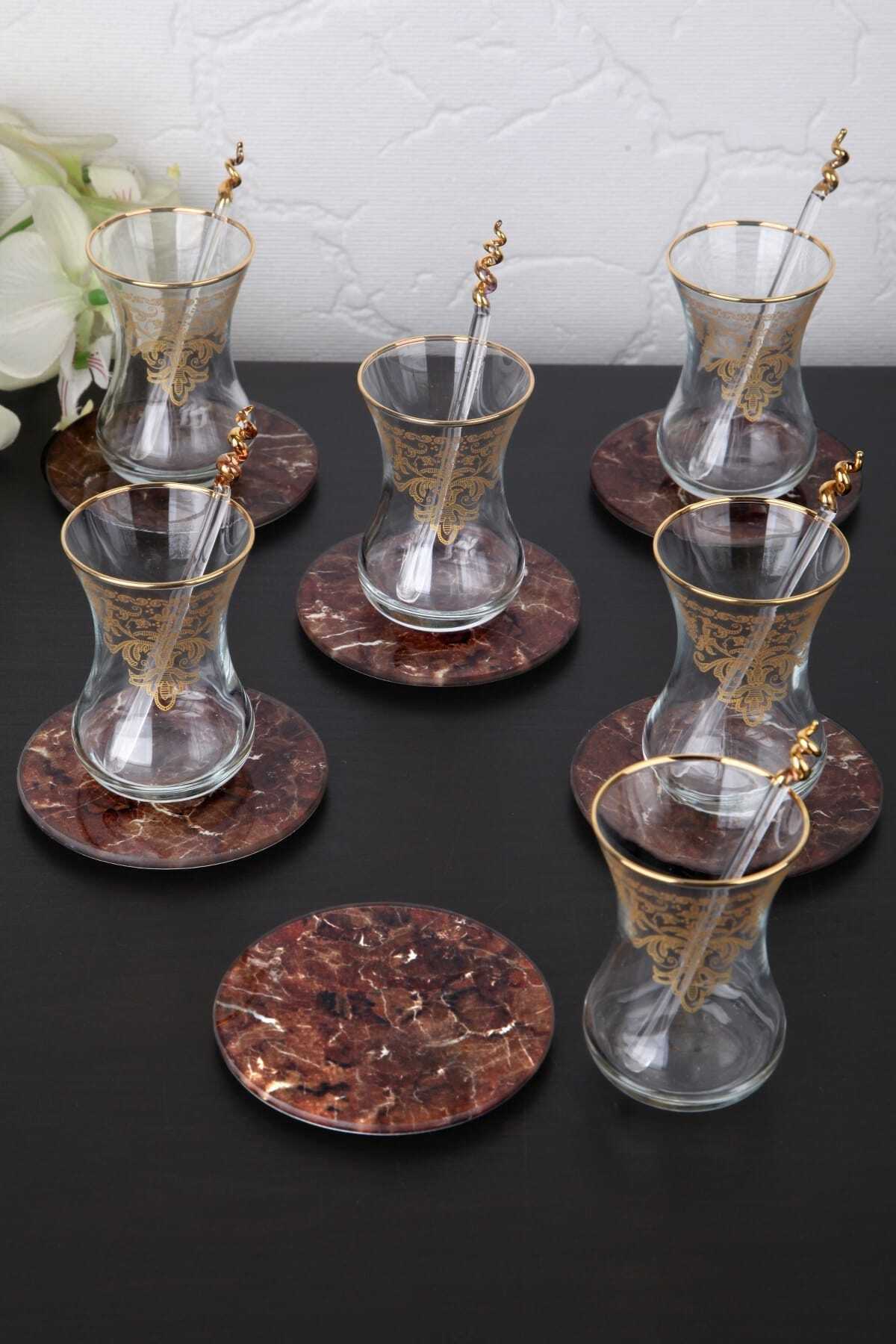 Franco 6'lı Kahve Mermer Bardakaltı