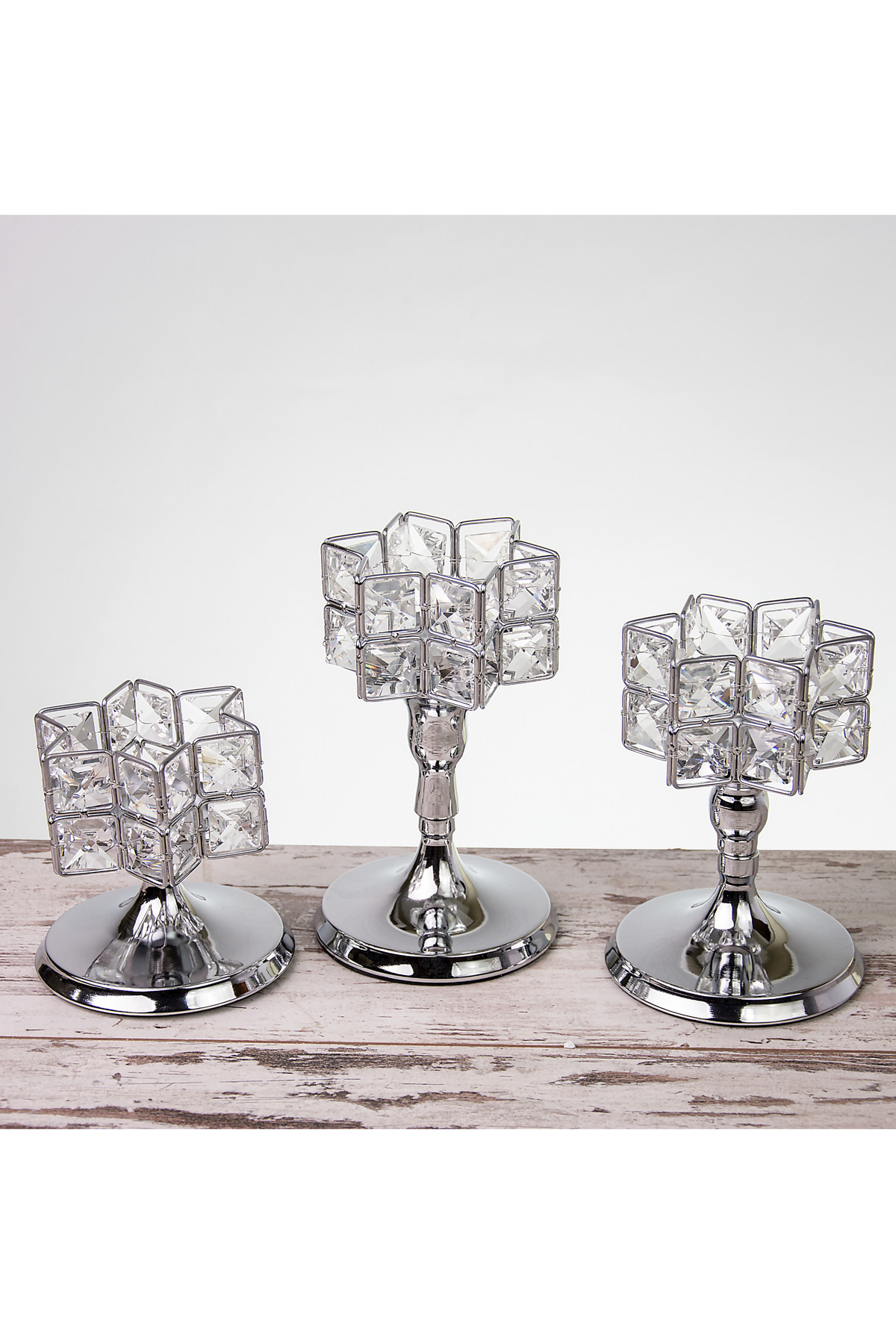 MUKKO HOME Metal Şamdan 3Lü Yıldız Kristal Taşlı Şamdan - Mumluk Ln974-G