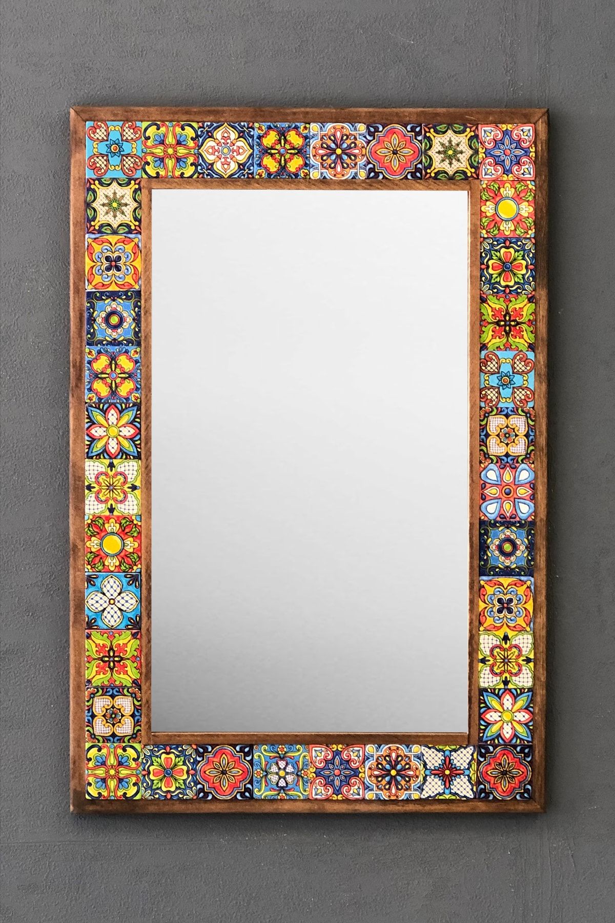 Oscar Stone Decor Masif Çerçeveli Mozaik Taş Ayna 43 Cm X 63 Cm (morocco-etnik Desen)