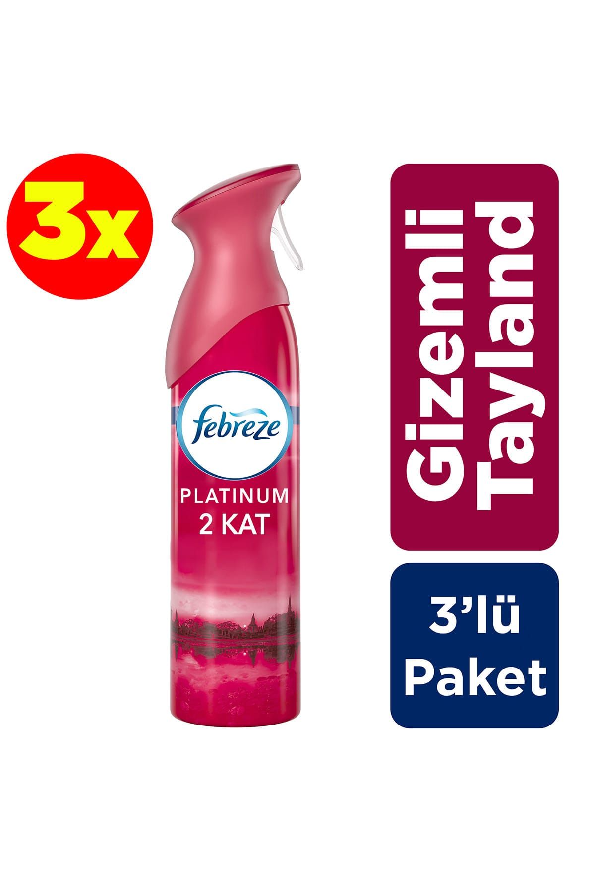 Febreze Platinum Hava Ferahlatıcı Sprey Oda Kokusu Gizemli Tayland 300 ml 3'lü Paket