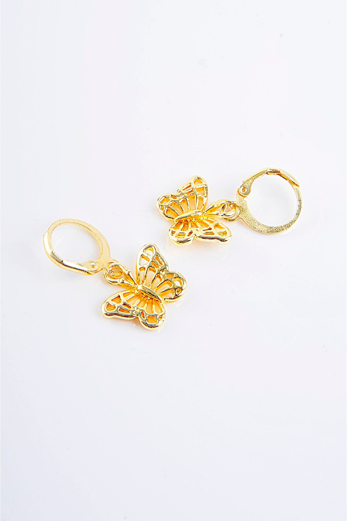 EUROMODA Butterfly Design Gold Colored Dangle Earrings Trendyol