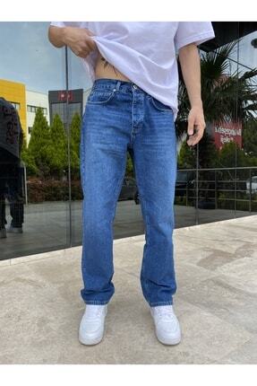 Koyu Mavi Yıkamalı Baggy Jean Image 0