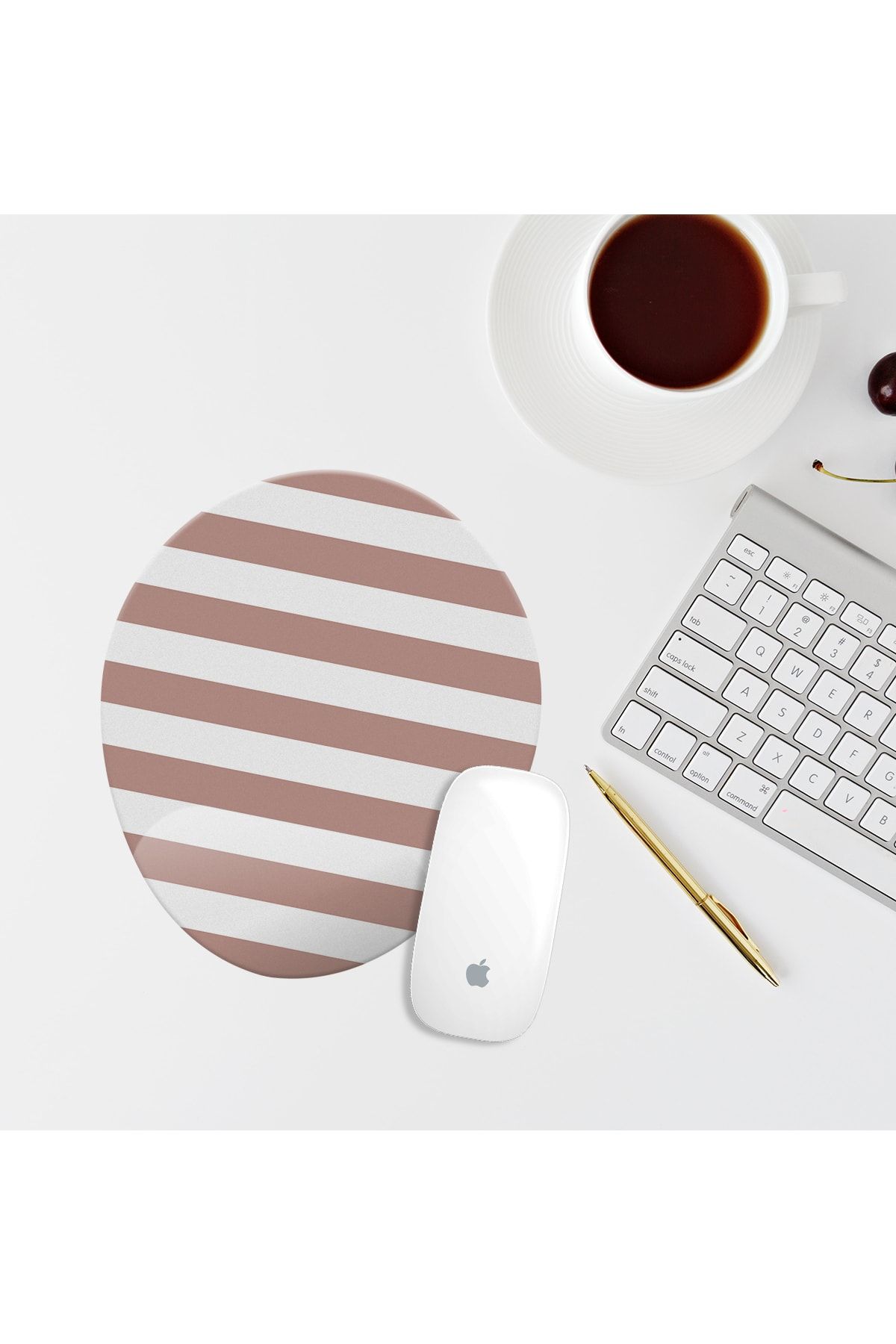 Özer Store Çizgili Bilek Destekli Oval Mouse Pad