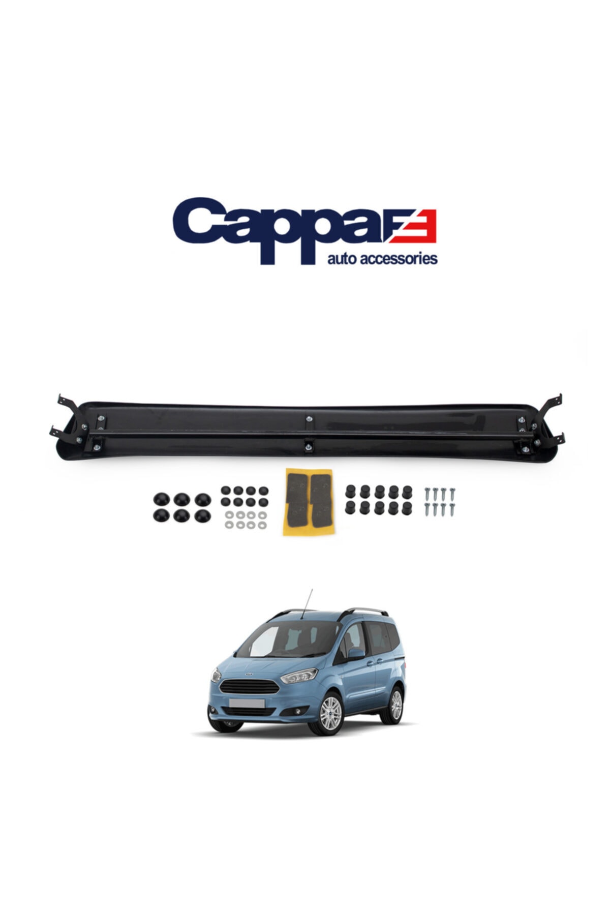 Cappafe Ford Courier Ön Cam Güneşliği Siperlik Şapka Vizör Terek (Abs) Piano Black 2014 Ve Sonrası