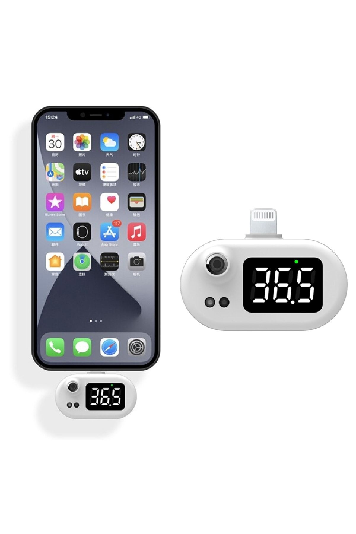 zabata Iphone Lightning Uyumlu Telefona Takılabilen Vücut Ve Alından  Temassız Ateş Ölçer