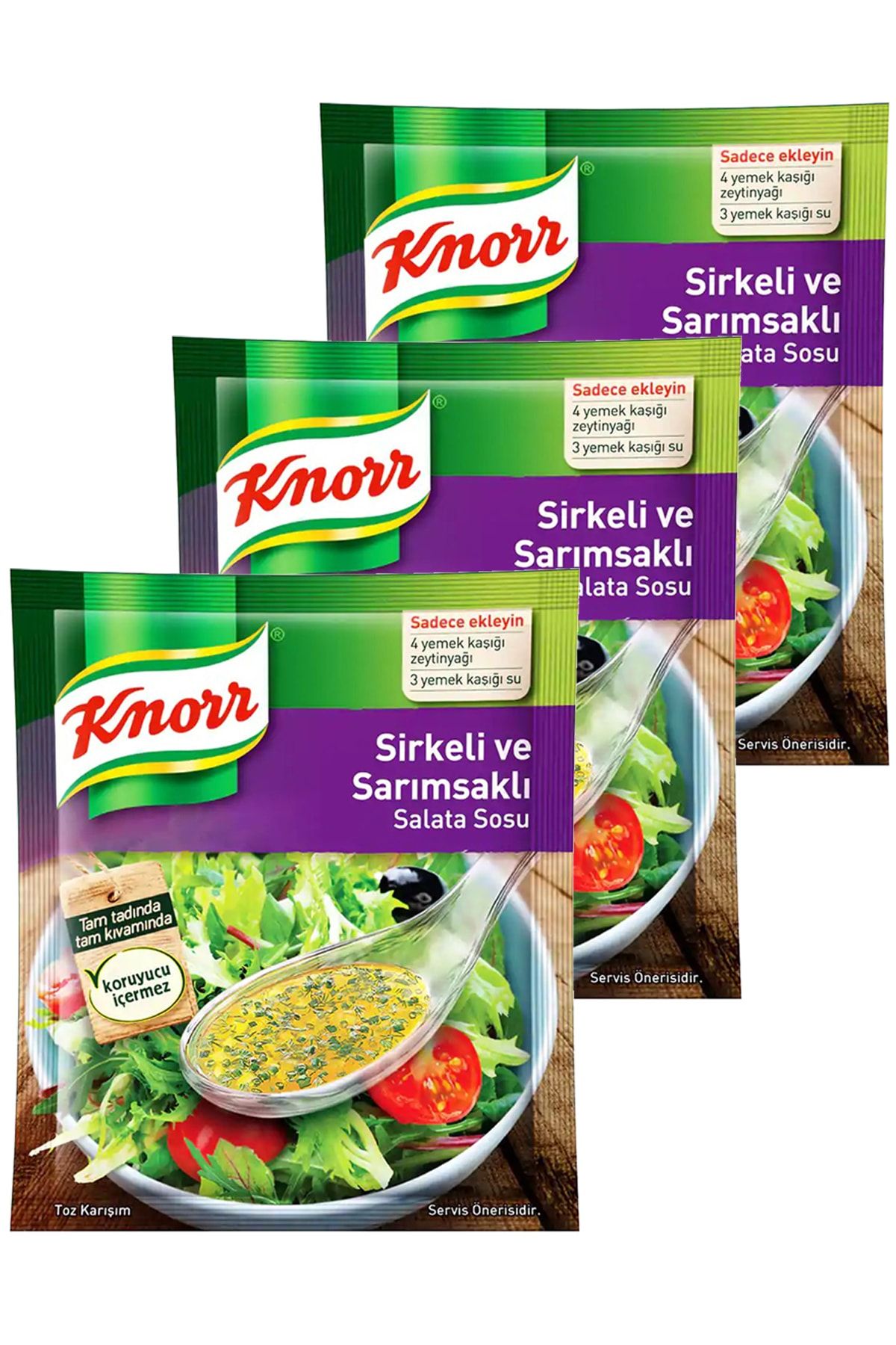 Knorr Salata Sosu Sirkeli Sarımsaklı 5x10 Gr. Üçlü Set