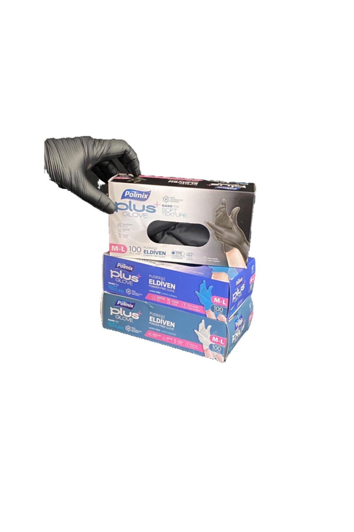 Polmix Plus Siyah Pudrasız Yeni Nesil Eldiven 3 Adet  M/l Beden