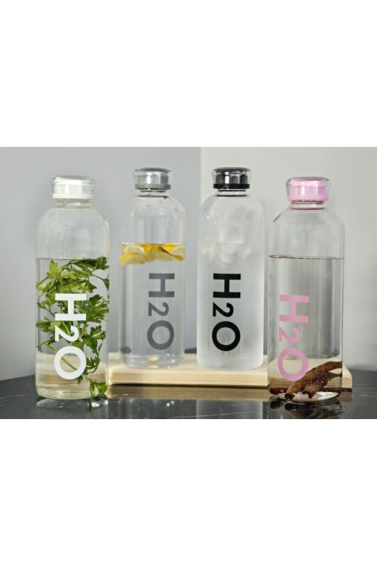 Tohana H20 Baskılı Borosilikat Cam Matara 1000ml Gri Thn81000