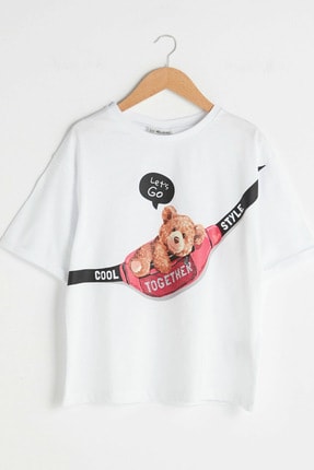 LC Waikiki K305;z &Ccedil;ocuk Optik Beyaz R9K T-Shirt