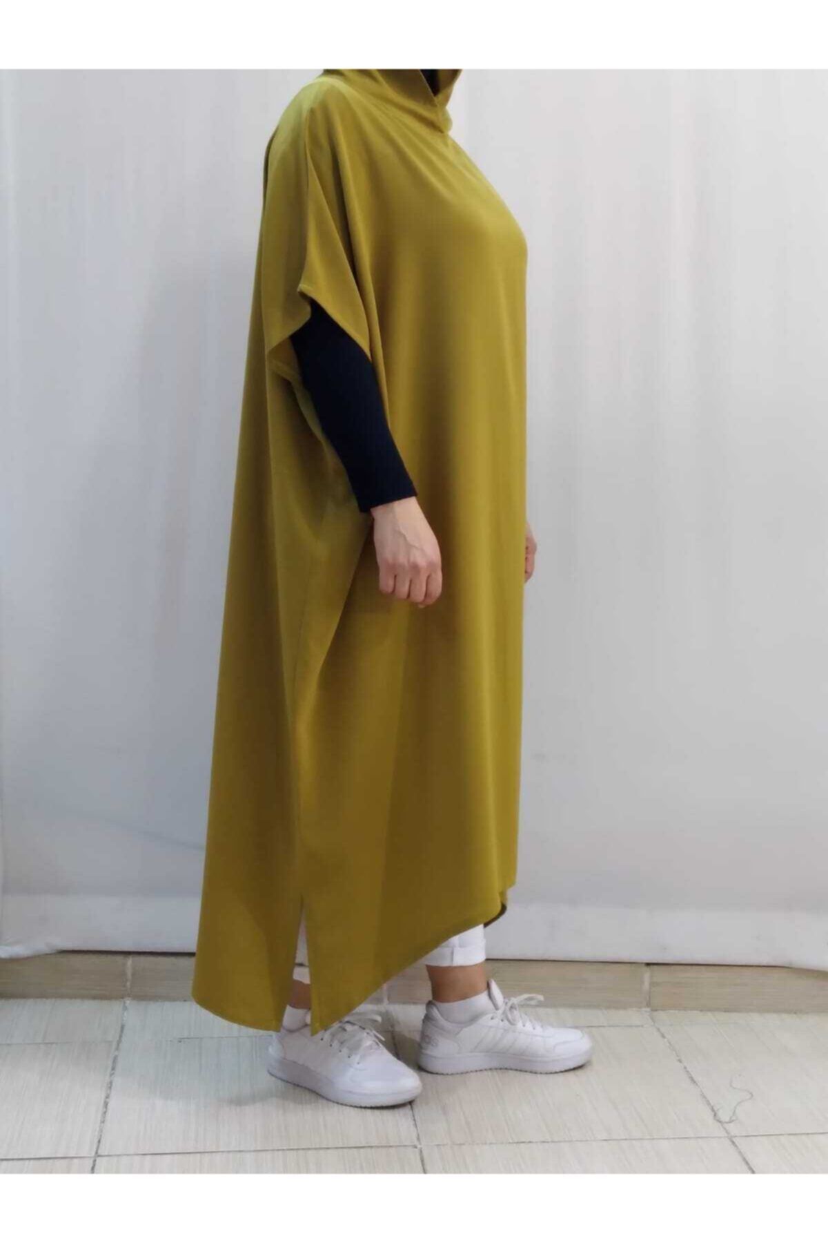 Mertcan Butik Kapşonlu Krep Yeşil Yelek