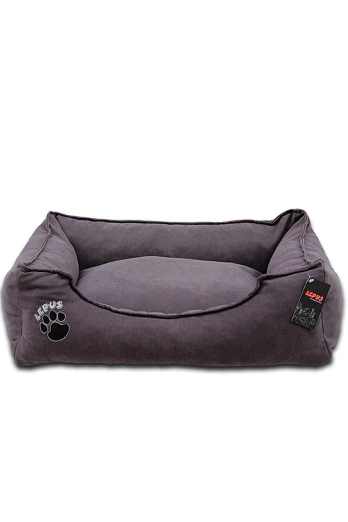 Lepus Soft Fermuarlı Köpek Yatağı Gri Large