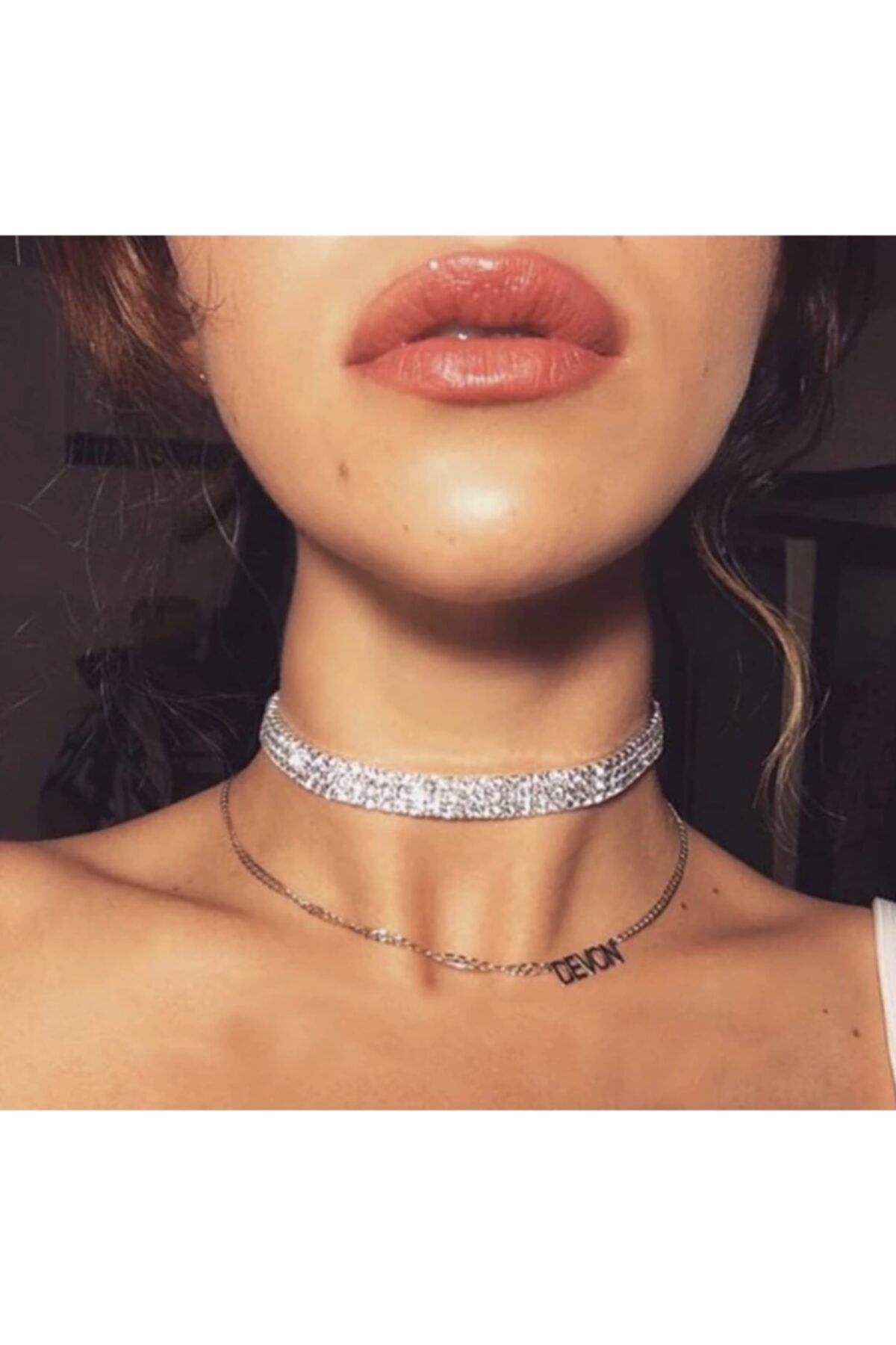 HEVI'S Kadın Kristal Elmas Taş Kolye Choker