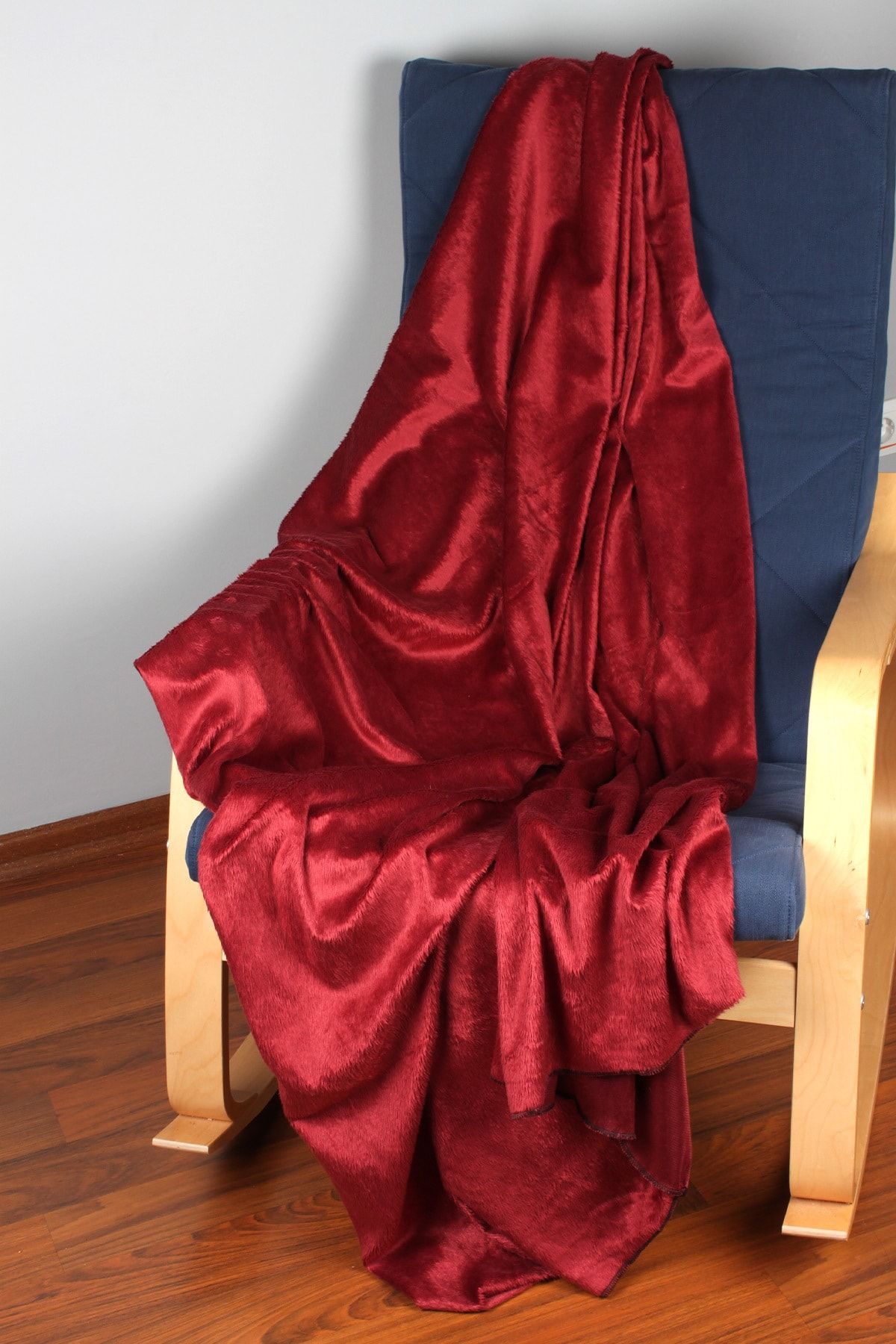 Bc Home Bordo Peluş Kısa Tüy Koltuk Şalı