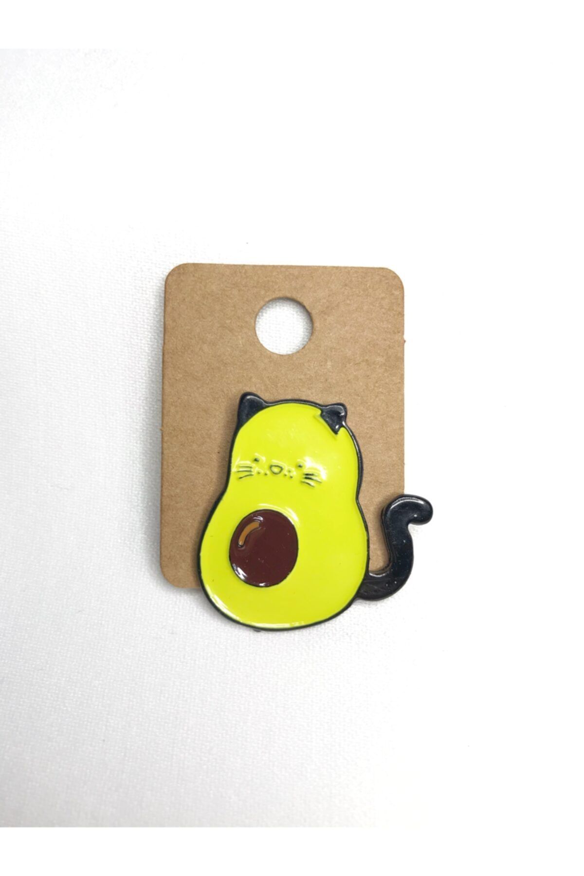 ema Avokado Kedi Avocat Tasarımlı Metal Pin Rozet Broş Çanta Cüzdan Ceket Süsü