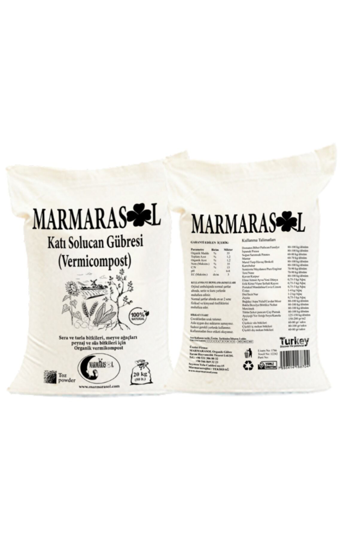 MARMARASOL Organik Solucan Gübresi ( 20kg)