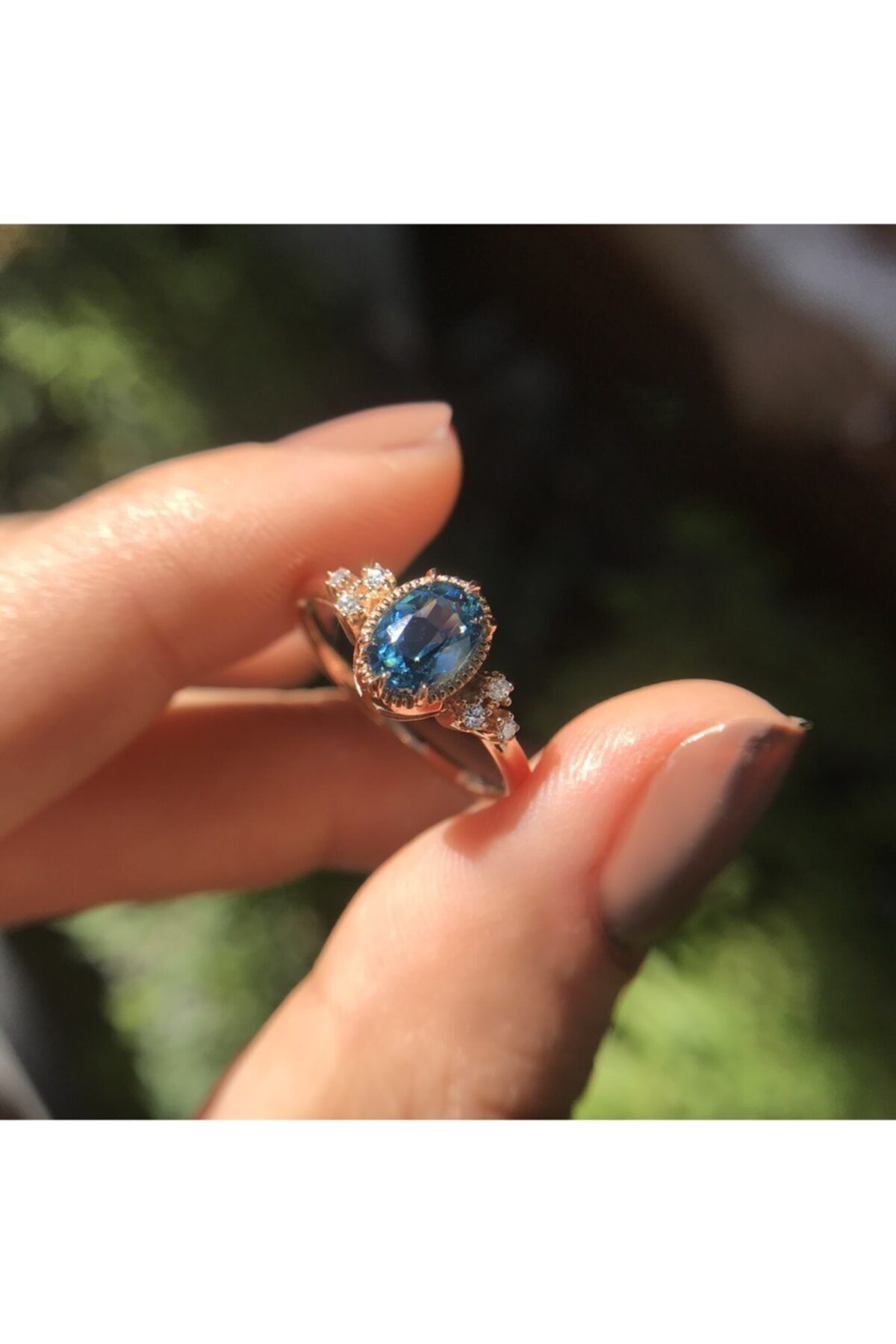 INZA mücevherat Özel Tasarım Vintage Topaz Pırlanta Yüzük