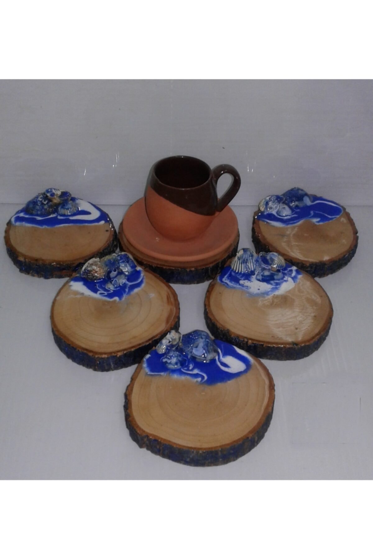 EWOLLİSS Doğal Ahşap Kütük Epoksi Bardak Altlığı