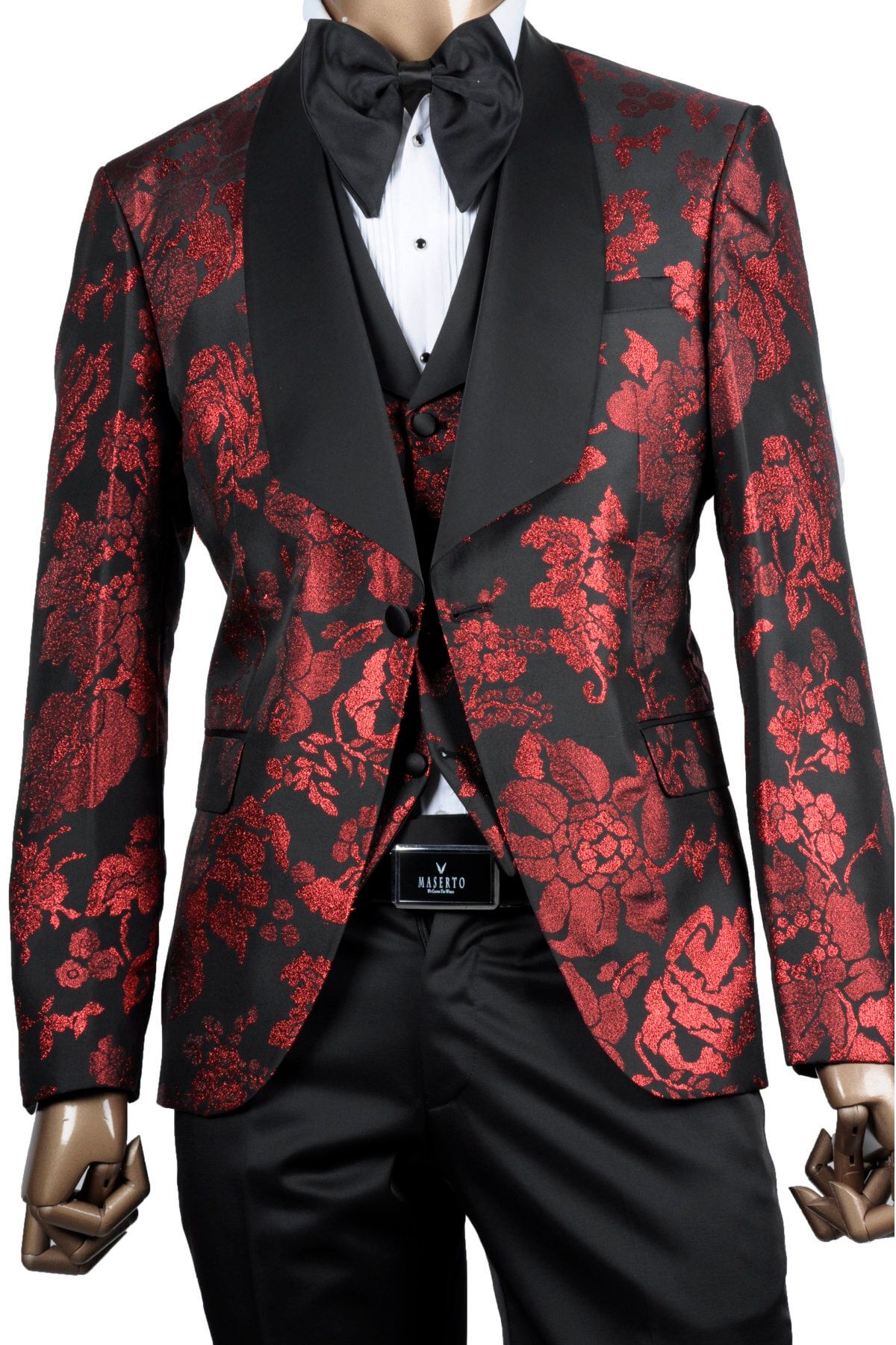 MASERTO Kırmızı Slim Fit Smokin