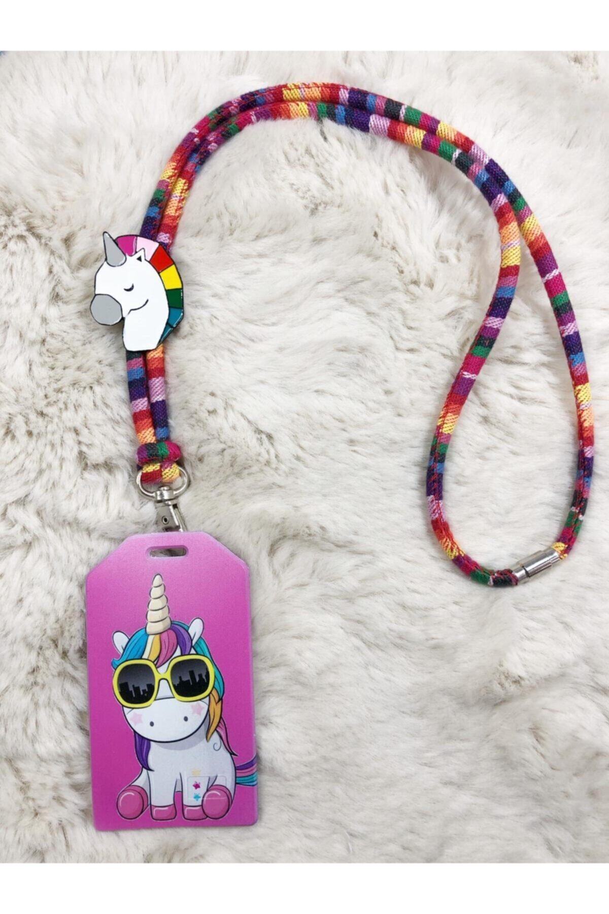 Hediyebum Gökkuşağı Hasır Ip Askı Unicorn Rozet ve Kartlık Set