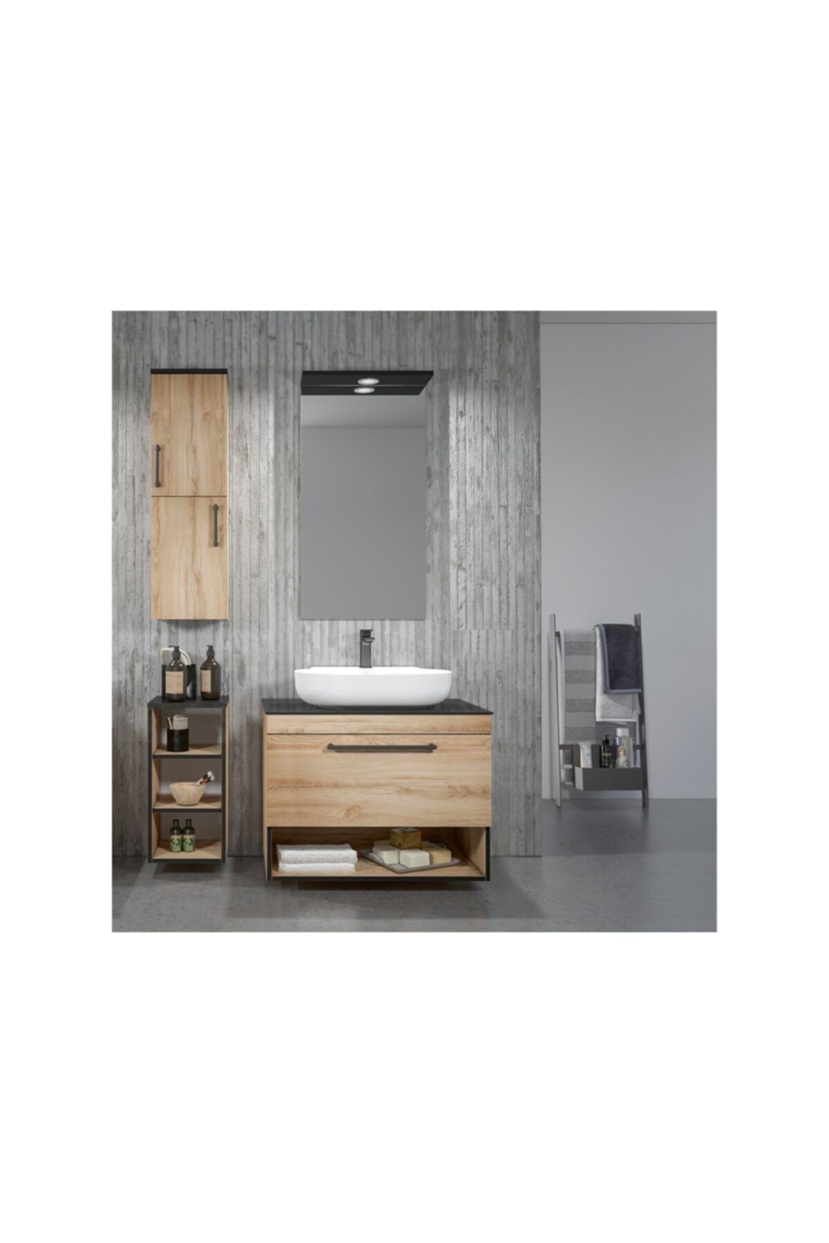 ORKA Banyo Knidos Legnano Banyo Dolabı 90 Cm Seramik Lavabo