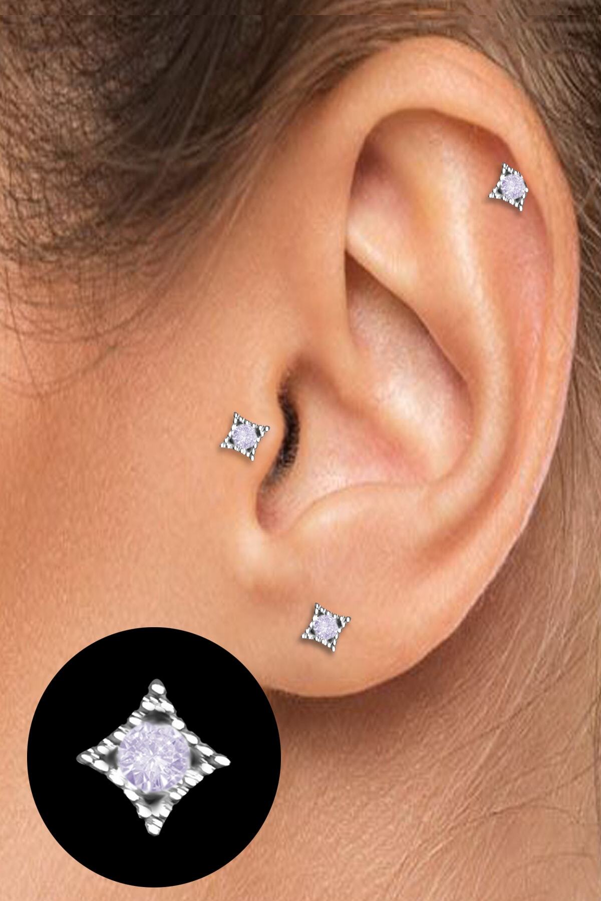 Salyangoz Company Cerrahi Çelik Kıkırdak Helix Tragus Piercing Mini Boy Yıldız Figür (1 Adet) Slmnyz4