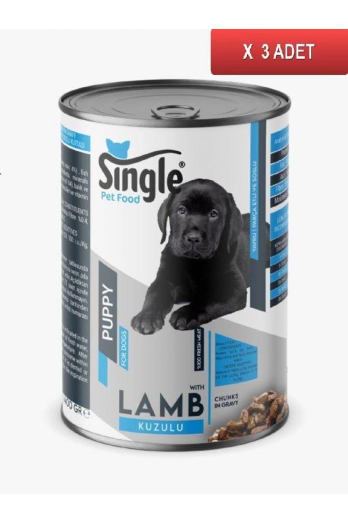 SINGLE For Dogs Puppy Kuzu Etli Konserve 400gr (3 Adet)