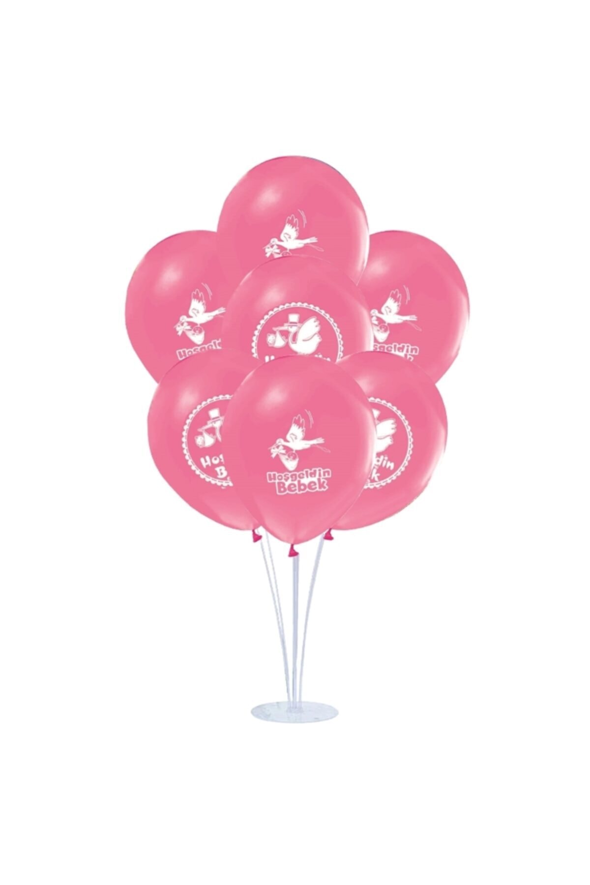 Süsle Baby Party Balon Standlı Pembe Hoşgeldin Bebek - 7 Adet Balon