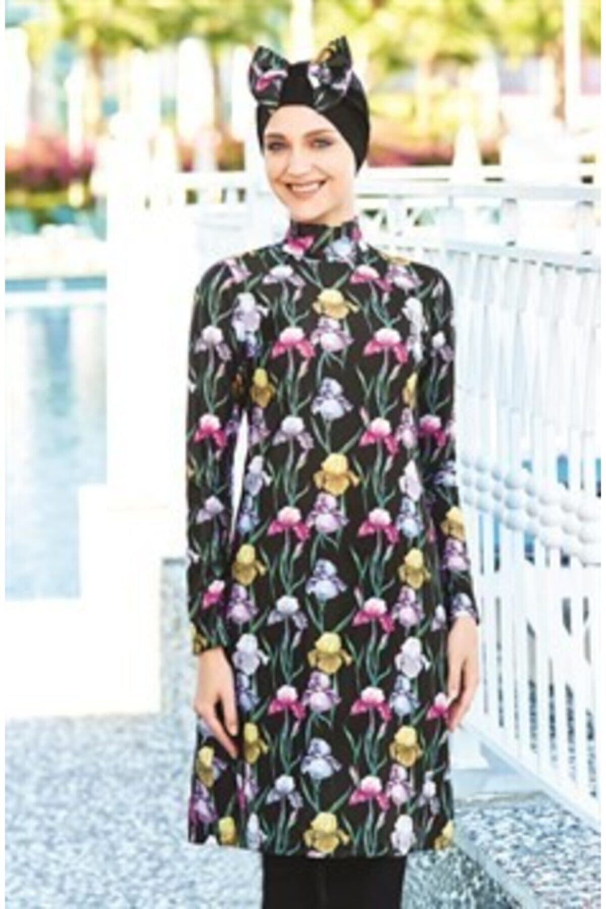 Adasea 4110 Desenli Tesettür Mayo Koyu Lacivert