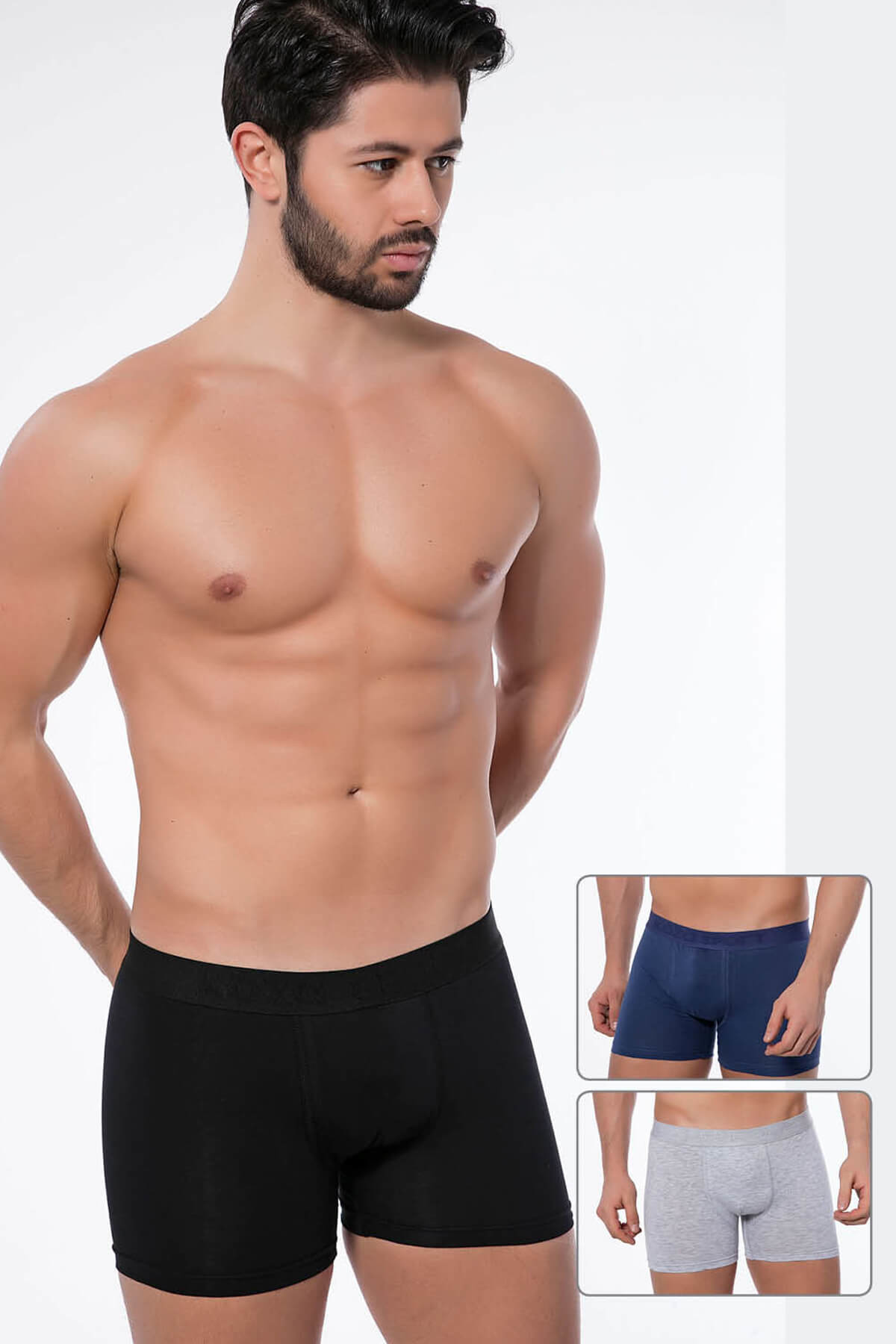 Mia Misenza Erkek Asorti 3'Lü Pamuklu Boxer 737 .