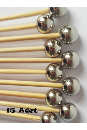 15 Cm Uzun Kürdan - 15 Adet Gümüş Incili Sunum Kürdanı Image 0