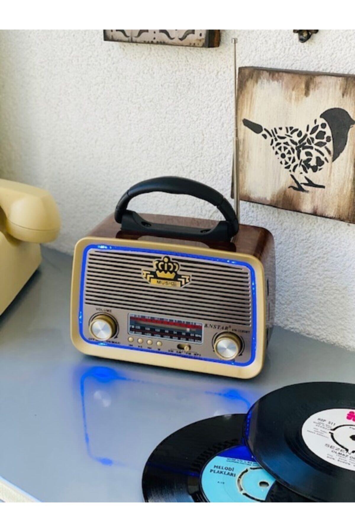 Knstar Mini Ledli Radyo Kahve