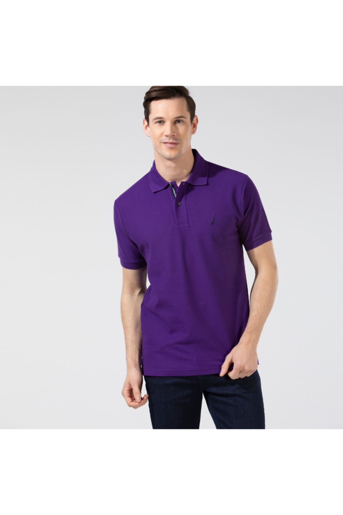 Nautica Nautıca Erkek Mor Kısa Kollu Pamuklu Classıc Fıt Polo