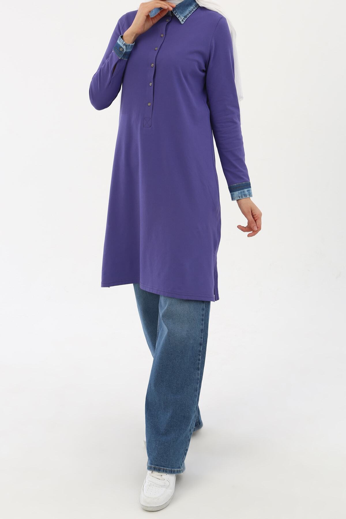 ALLDAY Mor Kot Yakalı Tunik