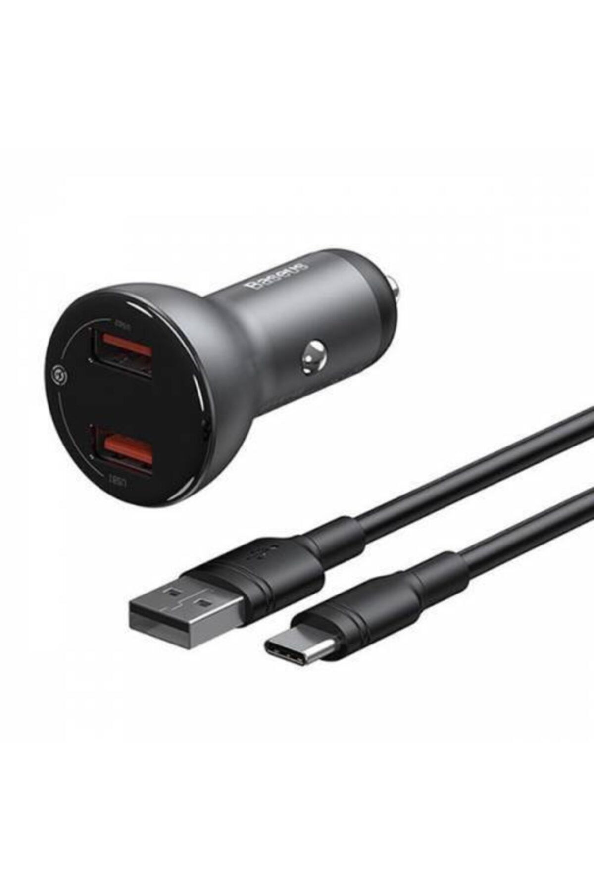 Baseus 45w Kablolu Araç Şarjı Araç Çakmaklık Şarjı Ultra Hızlı Usb Type-c Kablo Çift Usb Girişli
