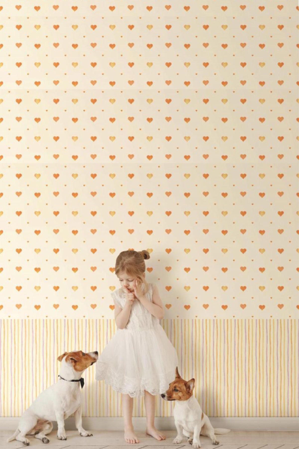 Adawall Çocuk Odası  Bej Kalp DesenliDuvar Kağıdı Ada Kids 8905-2