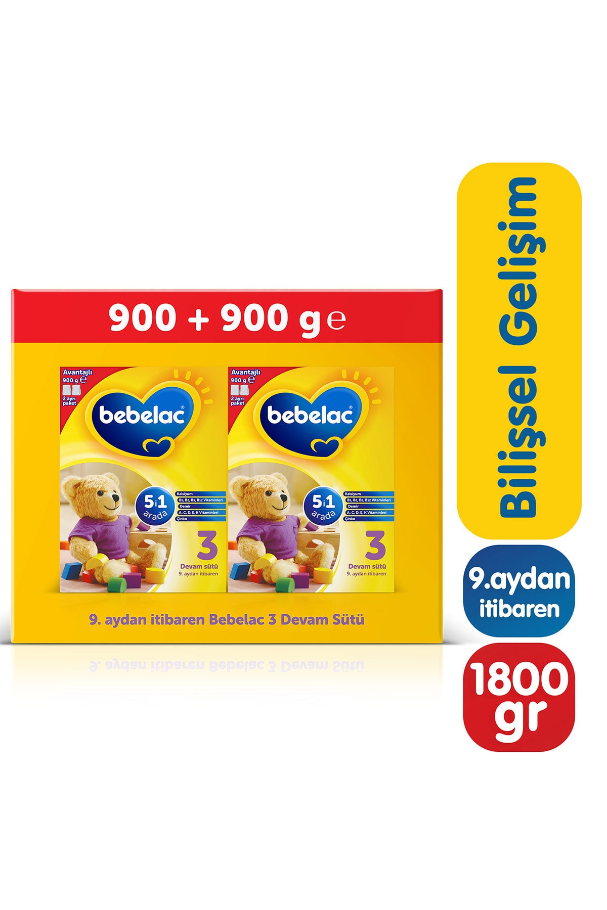 Bebelac 3 Devam Sütü Mega Paket 2x900 g 9-12 Ay