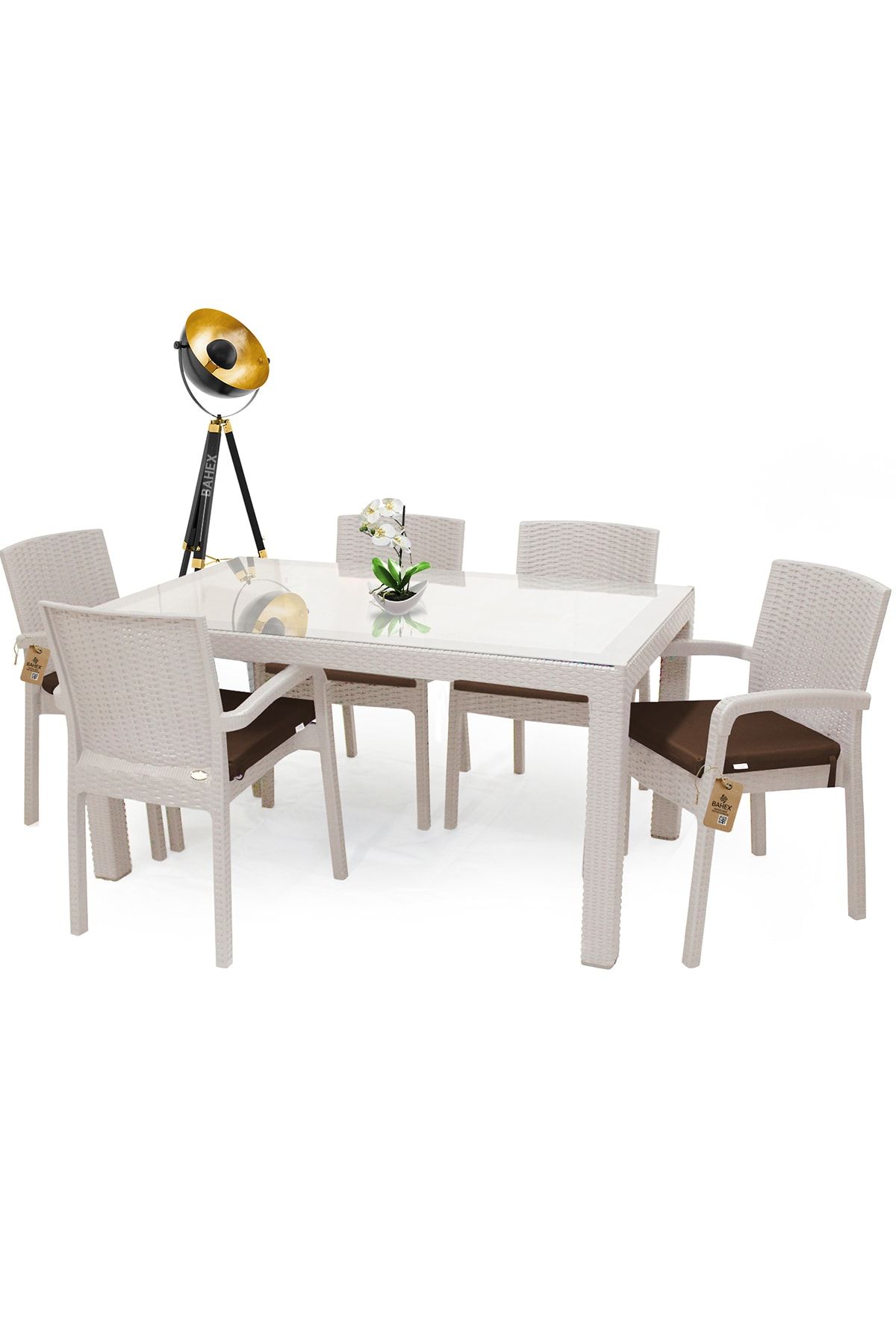 bahex violet rattan desenli minderli 6 kisilik 90x150 camli masa takimi fiyati yorumlari trendyol