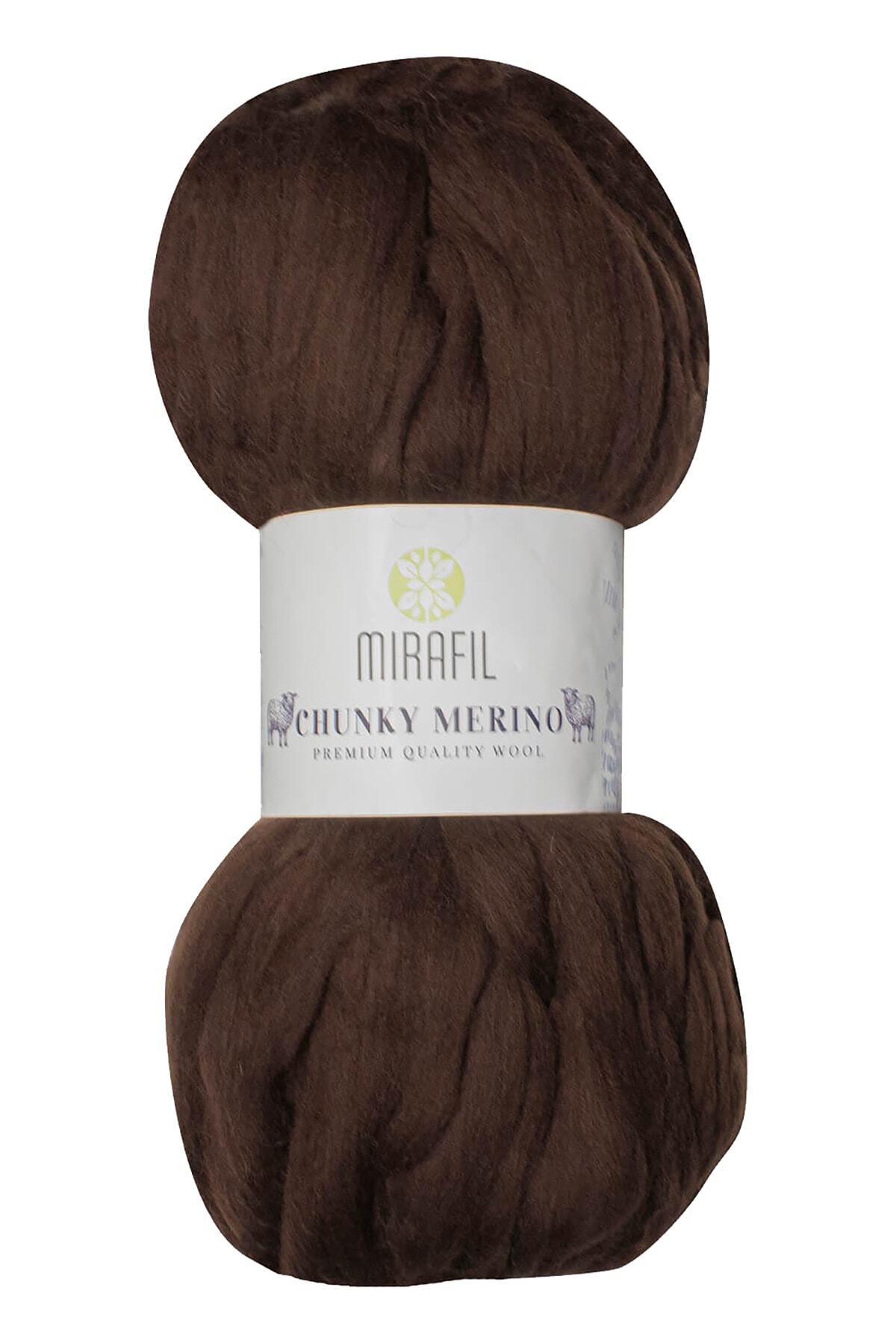 Mirafil Chunky Merıno Saf Yün Soft Doğal Iplik 618-kahverengi