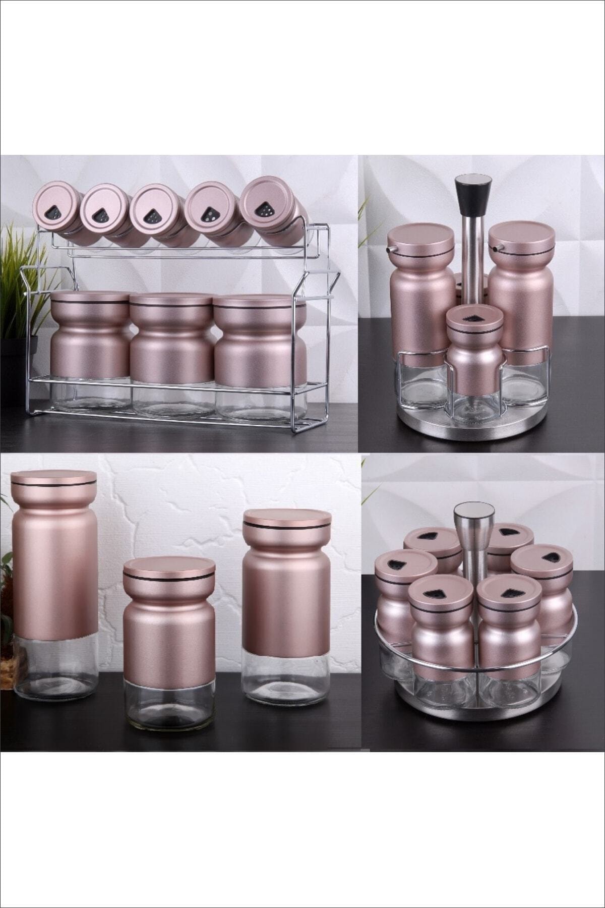 GÖNÜL 24 Parça Cam Baharat Takımı Seti Çeyiz Seti Rose