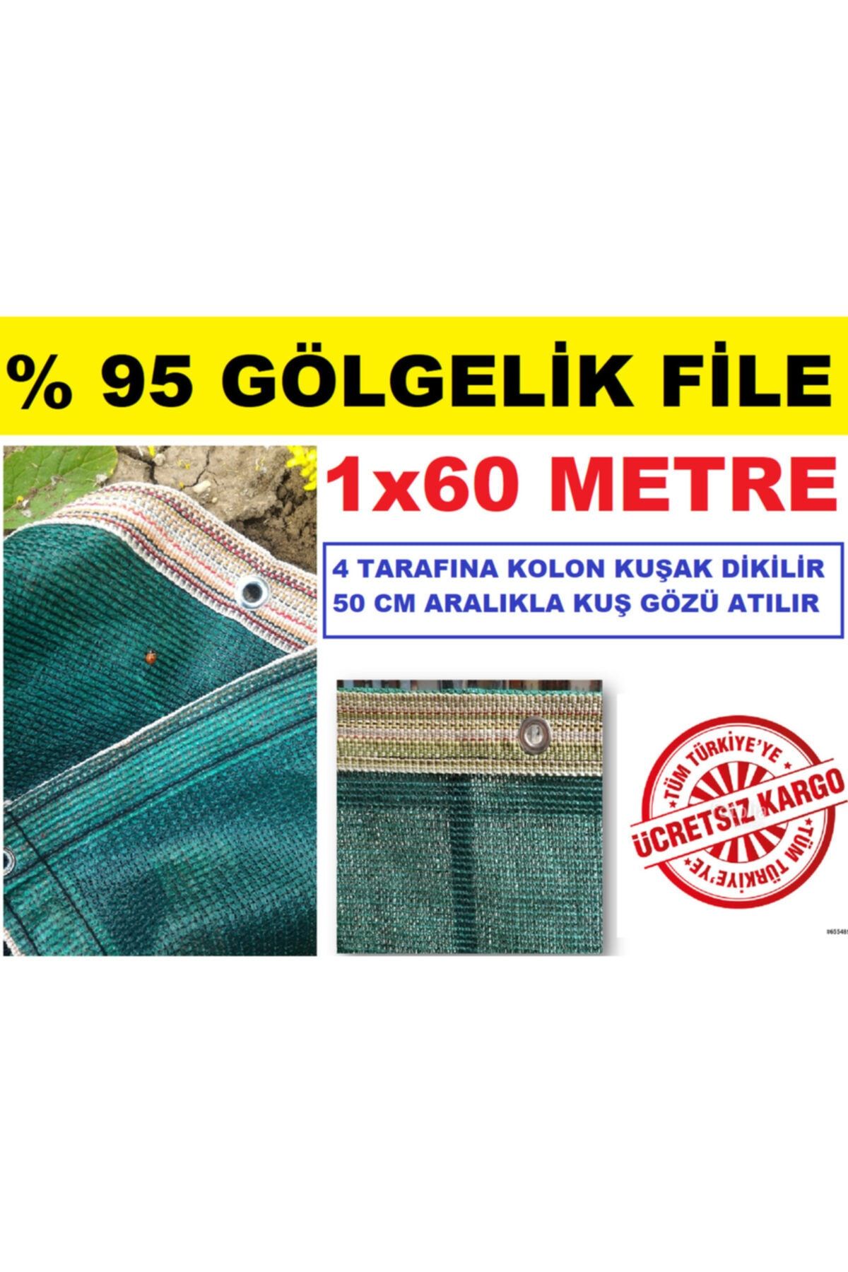 Ekodoğa Gölgelik File 1x60 Metre 95 Lik Gölgelik Kumaş Gölgeleme Örtüsü