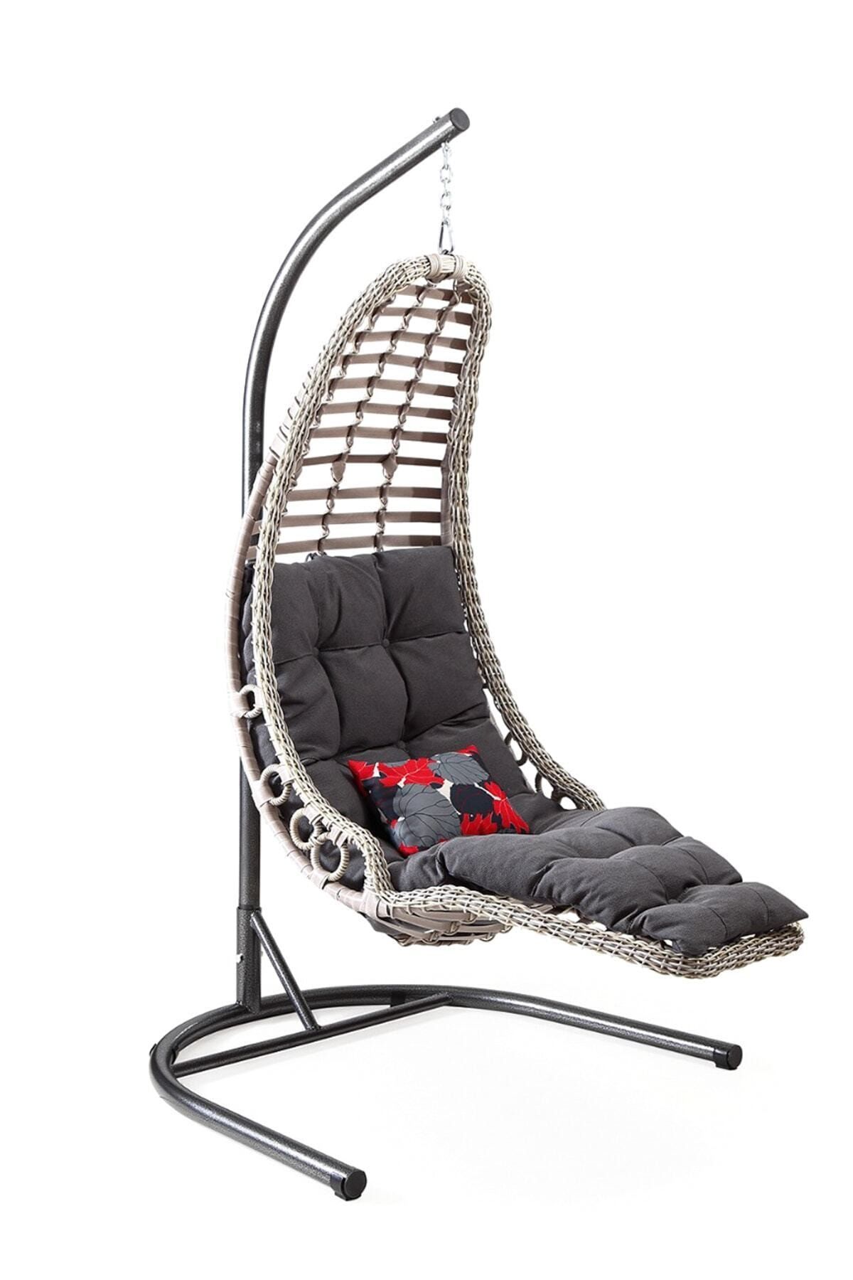 Capri Swing Kahverengi Rattan Tekli Capi Bahçe Balkon Salıncağı Keyif Hamak