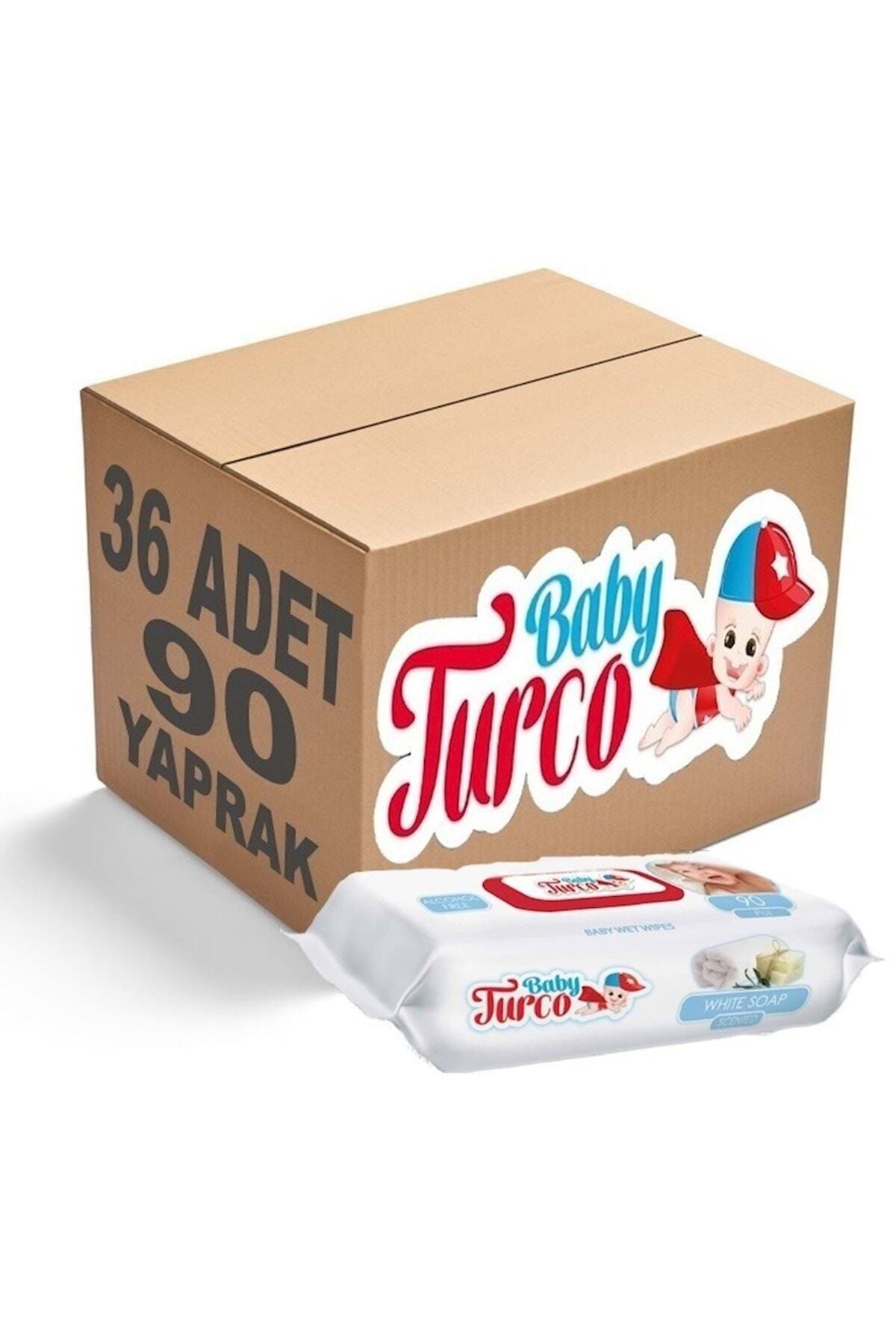 Baby Turco Islak Havlu Mendil 90 Yaprak 36 Lı Set Beyaz Sabun Kokulu Plastik Kapaklı