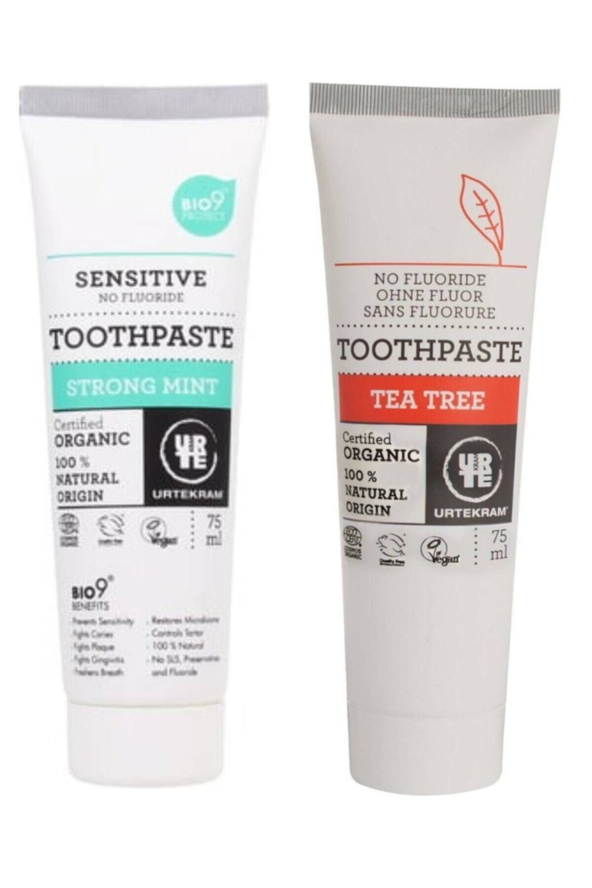 Sensitive Urtekram Organik Çay Ağacı Yağı 75 Ml + Yoğun Naneli 2'li Diş Macunu 75 Ml